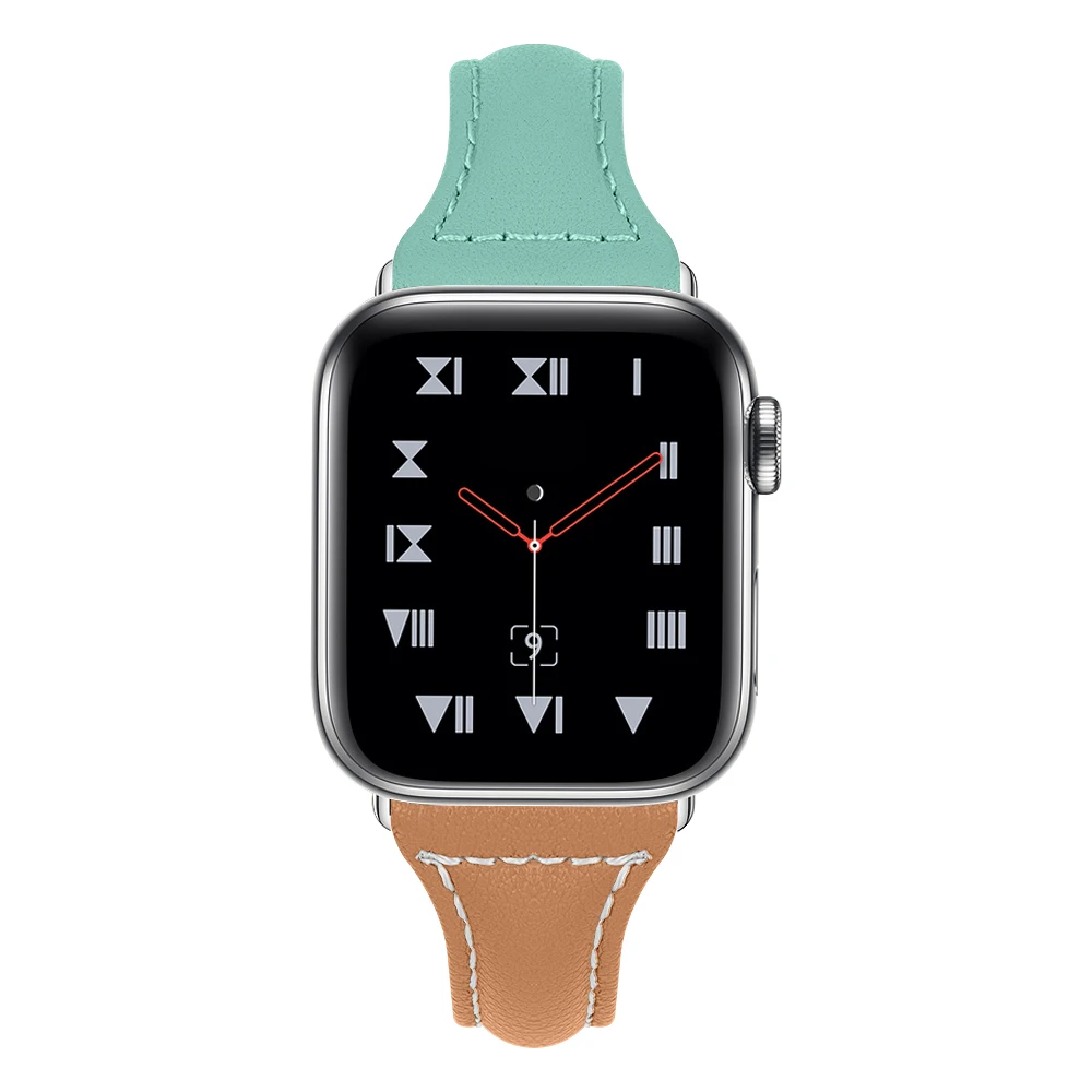 Тонкий кожаный ремешок для Apple Watch SE Band Series 6 5 4 3 2 сменный Браслет iWatch 40 мм 44 38 42