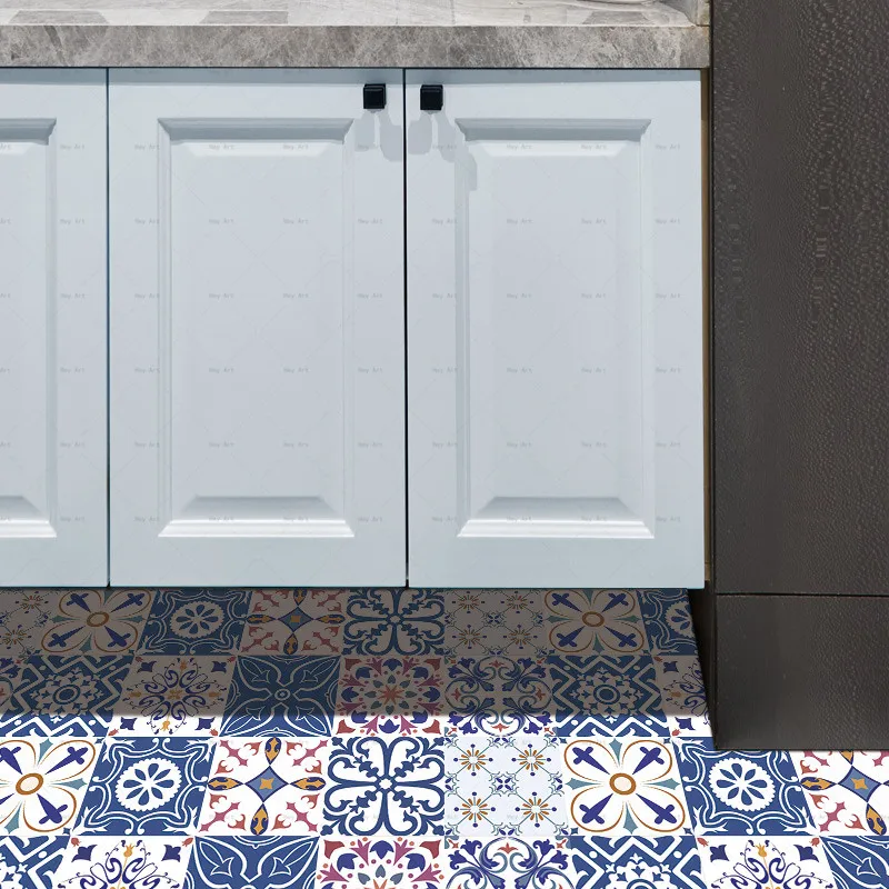PVC Self-adhesive Floor Sticker Waterproof Wear-resistant Home Living Room Kitchen Bathroom Ground Floor Tile Stickers
