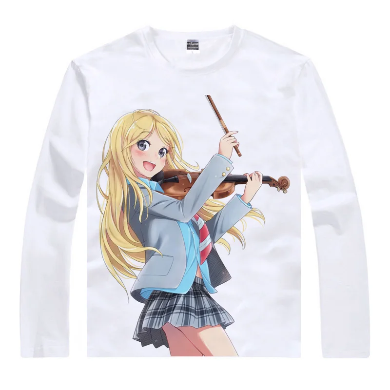 Coolprint аниме рубашка Kimiuso Your Lie в апреле футболки многостильные длинные Kousei Arima Kaori