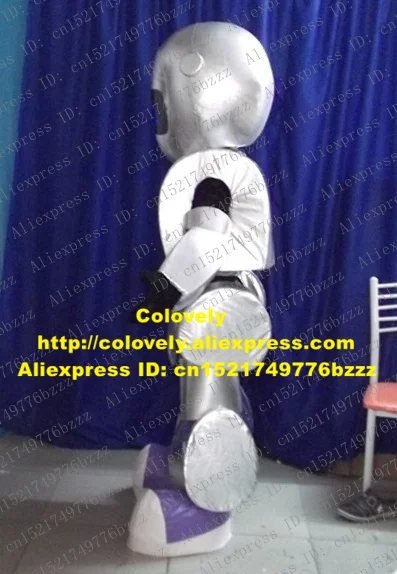 Яркий Сивер серый костюм робота-талисмана Mascotte интеллектуальная машина автомат с голубым светильник глаза круглая голова № 3852