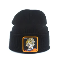 Dragon Ball вышивка мультфильм бини зимняя теплая вязаная головные уборы для мужчин и женщин хип-хоп Skullies капот Лыжная шапка