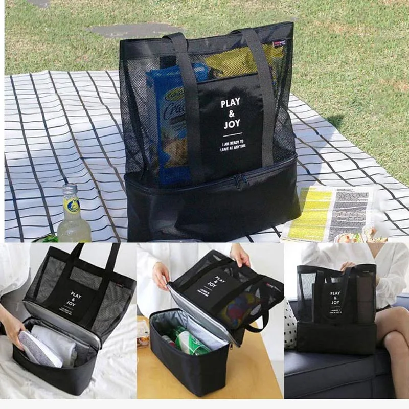 

Outdoor Double-layer Heat Preservation Mesh Beach Bags Foldable Women Plus Size Sport Bags Storage Waterproof Swimming Bags