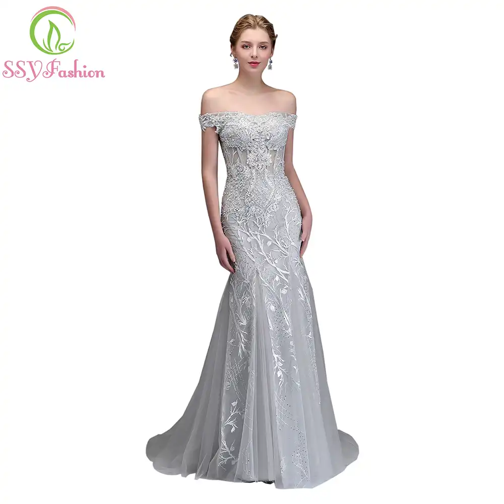 grey fishtail dress