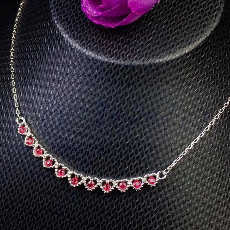 Real ruby necklace with pendant Natural real ruby Free shipping 925