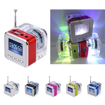 

TT-028 Mini Portable Speakers NiZhi TT028 Subwoofer LED Crystal LCD Display Music MP3 Player Loud Speaker FM Radio SD TF Card