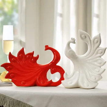 

Jingdezhen Modern Household Ceramics Crafts Fashion Ornaments porcelain Peacock Screen home decoration gift