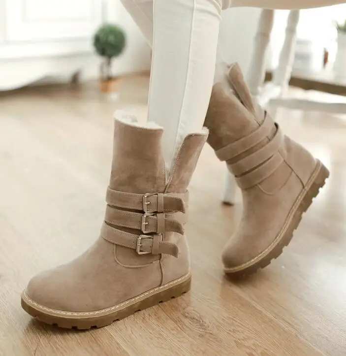 COVOYYAR/зимние женские ботинки г., двухносные теплые зимние ботинки из флока на меху модные удобные пряжки для женской обуви на платформе WBS617