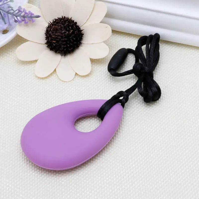 M89CSilicone Teardrop кулон детский аксессуар для прорезывания зубов Прорезыватель аутизм сенсорная Жевательная 6 цветов - Цвет: 3