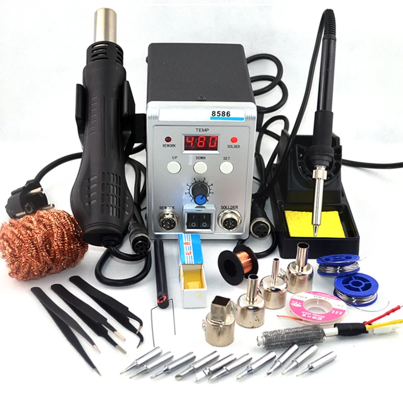 

750W Upgraded version Dual mode 8586 2 In 1 ESD Hot Air Gun Soldering Station Welding Solder Iron For IC SMD Desoldering Rework