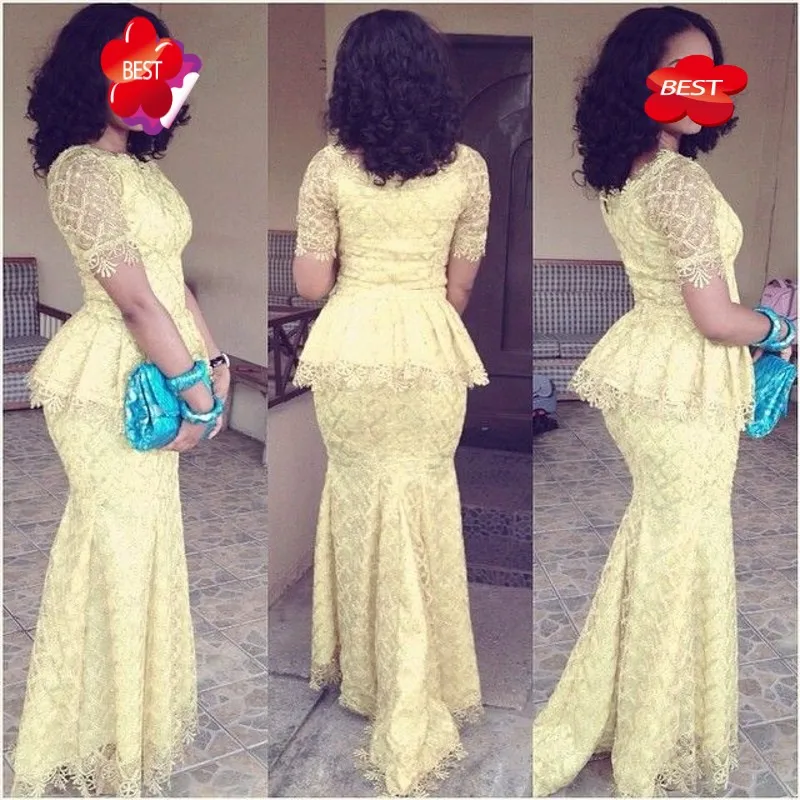 Light Yellow Evening Dresses Long Mermad Sleeves robe de soiree 2018 Peplum Elegant Evening Dress Pageant Gowns vestido longo Light Yellow Evening Dresses Long Mermad Sleeves robe de soiree 2018 Peplum Elegant Evening Dress Pageant Gowns vestido longo