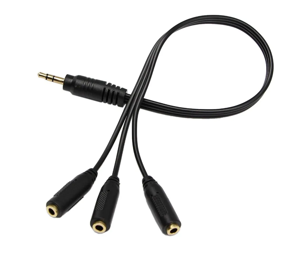 

3.5mm Stereo Audio AUX Cabl 1/8" 3.5mm Stereo Plug Male to 3 x 1/8" 3.5mm Stereo Jack Female 1 Input 3 Output Stereo Audio AUX