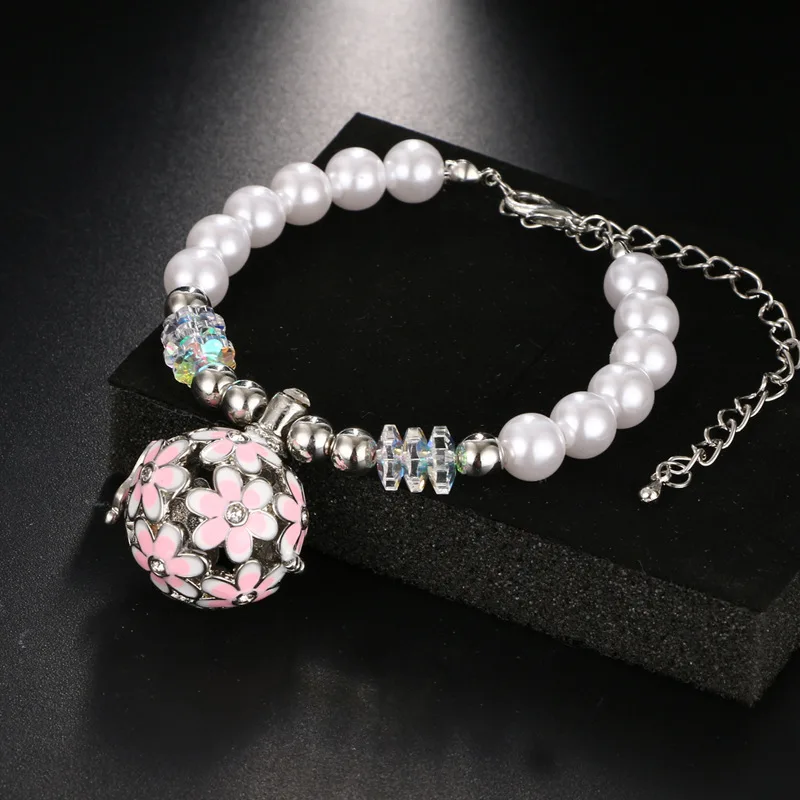 

( 2 soft ball) Aroma Bracelet Diffuser Jewelry Open paint Flower Perfume Essential Oil Aromatherapy Locket Bracelet S073