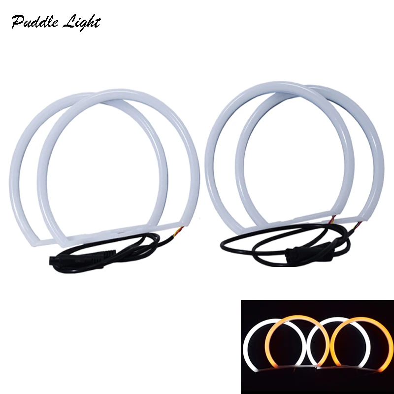 

White&Yellow Dual color Cotton LED Angel eyes kit halo ring DRL Turn signal light for BMW E46 4Door Sedan non Projecto 1990-2005
