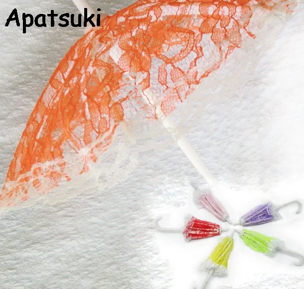 2pcs lot Randomly Pick Doll Accessories Handmade Doll Accessories for Barbie Doll s Plastic Lace Umbrella
