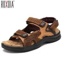 ROXDIA Echtes Leder Neue Mode Sommer Breathable Männer Sandalen Strand Schuhe männer Kausalen Schuhe Plus Größe 39-44 RXM002