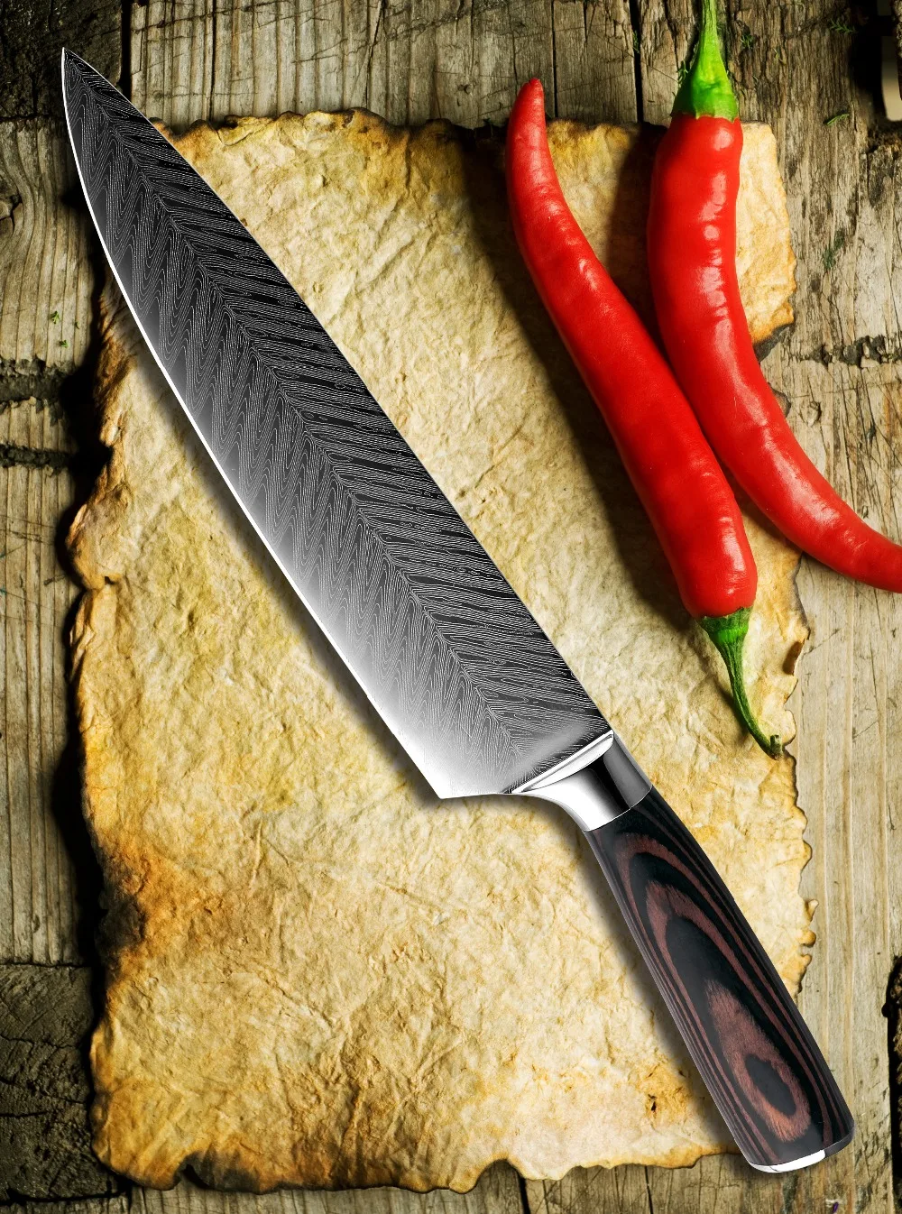 XITUO 8 дюймов Японские Кухонные Ножи Дамасская поверхность шеф-повара нож деревянная ручка Япония сталь Santoku Кливер нож инструмент