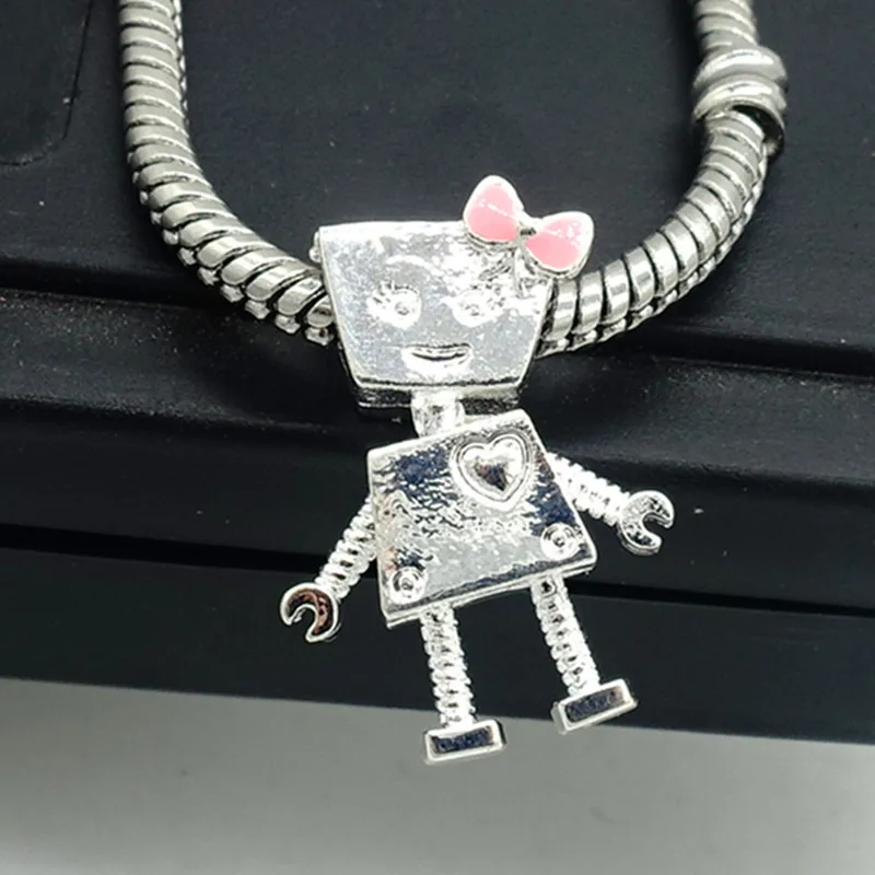 TTBEADS robot 1 шт. серебряные бусины с кубическим цирконием в европейском стиле