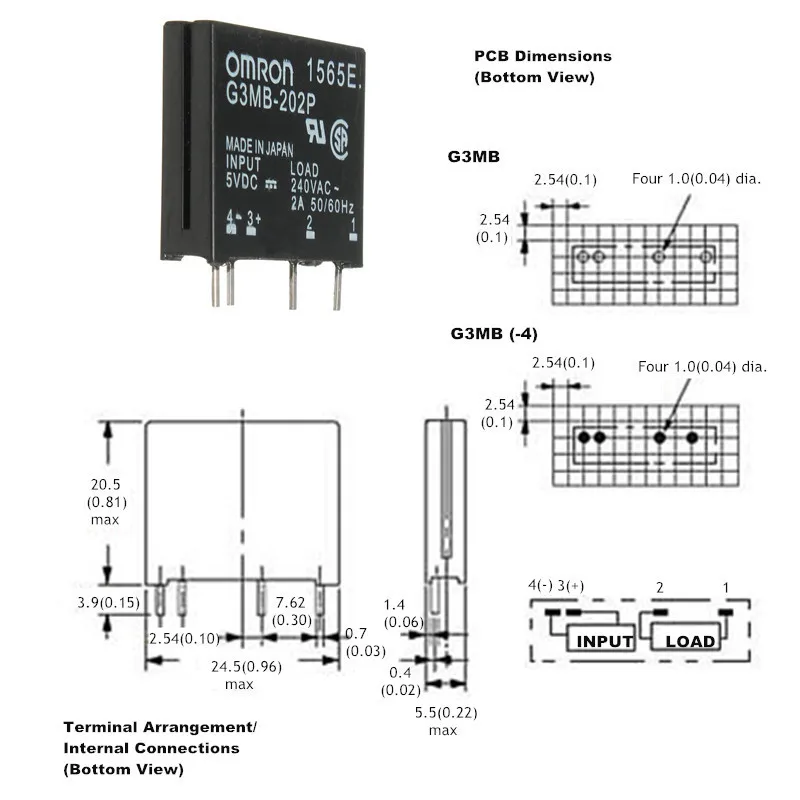 10 шт. твердотельные реле G3MB-202P-5VDC G3MB-202P-5V G3MB-202P DC-AC PCB, SSR в 5VDC, 240V AC 2A