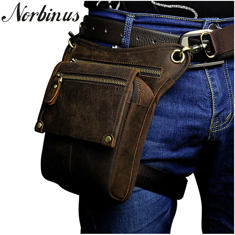 Norbinus Для мужчин из натуральной кожи поясная сумка мужской путешествия посыльного сумки на ремне Хип бум пояс поясная сумка мотоциклист падение ноги сумка