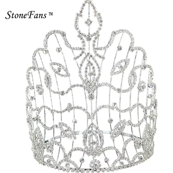 

Stonefans Wedding Crown Hair Crystal Rhinestone Romantic Vintage Crystal Crown Bridal Tiaras Silver Round Crown Hair Accessories