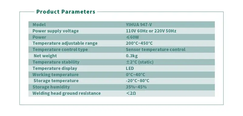 YIHUA 947 60 Вт Электрический паяльник со светодиодный светильник с регулируемой температурой штепсельная вилка европейского стандарта 220