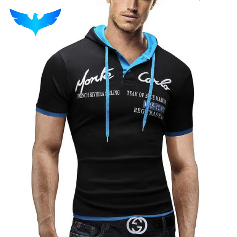 

QINGYU Male Tops 2018 Short Sleeve T Shirt Men T-Shirt Camisetas Hooded Design Printing Hombre Tee Shirt Homme T Shirts 3XL