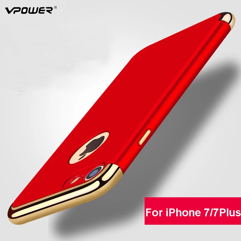 Vpower Plating Case For iphone 7/7 plus iphone 7 Case Gold Black Luxury Thin Back Hard Armor Case For Apple iPhone 7 Cover