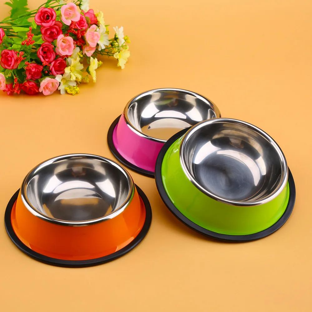 Собачья Миска Из Нержавеющей Стали Anti-skid Собак Pet Cat Food Вода Чаши, Миски Для Кормления Животных XS-L Для Корма Для Животных Подачи воды