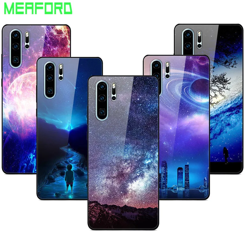 

For Huawei P30 Pro Case Tempered Glass Planet Space Cover Glass Back Case for Huawei P30 Lite Pro P30Lite P30Pro Coque Cover