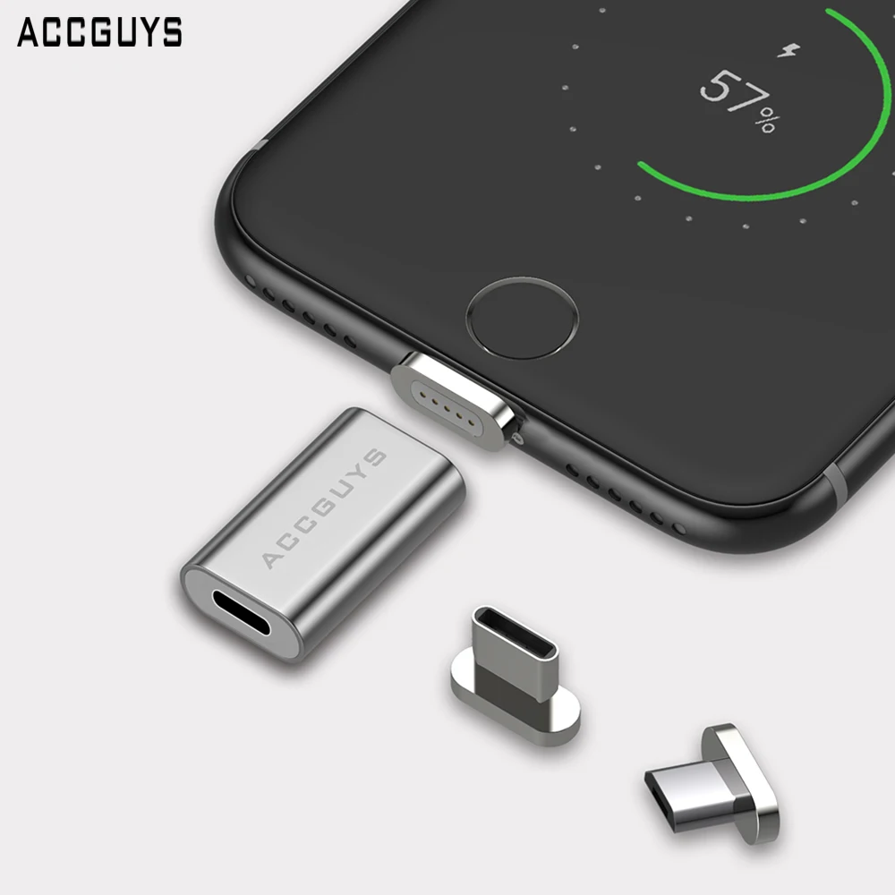 

ACCGUYS Magnetic Adapter Charging Connector For iPhone USB Cable Micro USB-C Type C OTG Data Charger For Samsung Xiaomi Huawei