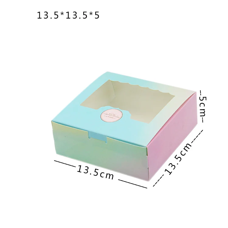 10/20 шт бумажная коробка, окна, вечерние, для детей, день рождения, градиентный цвет, подарочные бумажные коробки, упаковка для еды, конфета, свадебная картонная коробка для торта - Цвет: 135x135x50mm