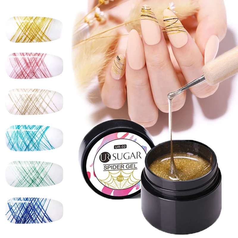 

UR SUGAR Glitter Spider Gel Nail Polish Web Painting Drawing Elastic Gel Polish Soak Off UV Gel Varnish Glitter Naisl Art