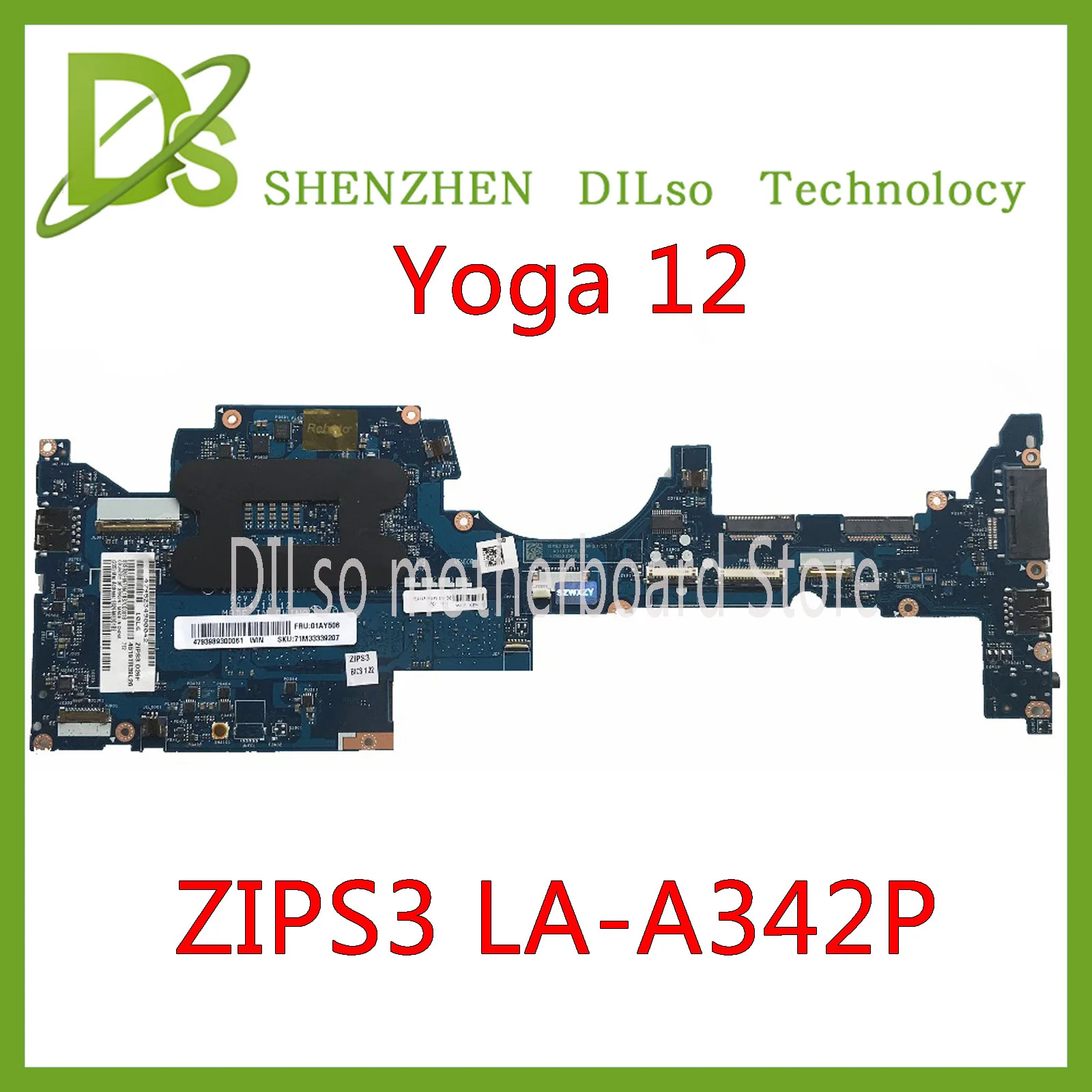 amazing  KEFU ZIPS3 LA-A342P Laptop motherboard for Lenovo YOGA 12 Laptop Motherboard I5-5200U CPU 4GB RAM o