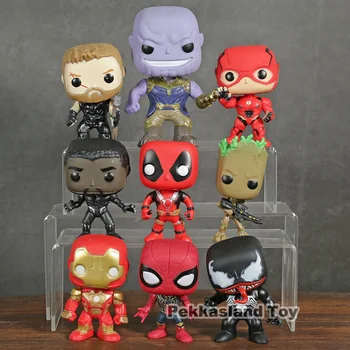 

Marvel Comics Black Panther Spiderman Thanos Venom Deadpool Iron Man Flash Captain America Action Figures Toys For Children