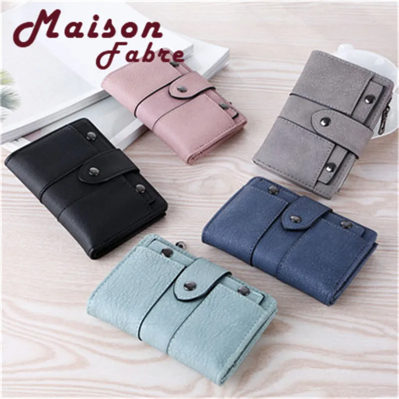 

YB@Zipper Wallets PU Leather Wallet Scrub Card Holder Wallet Fashion Women's Small Coin Purses