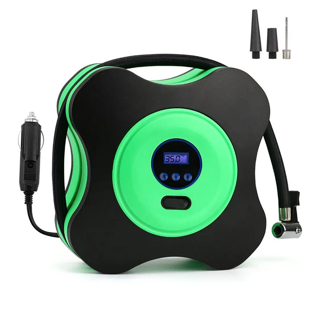 

Air Compressor Tire Pump,Auto Digital Inflator by 12V DC 150PSI,3 Nozzles Adaptors Portable for Cars,Bicycles,Basketball and O