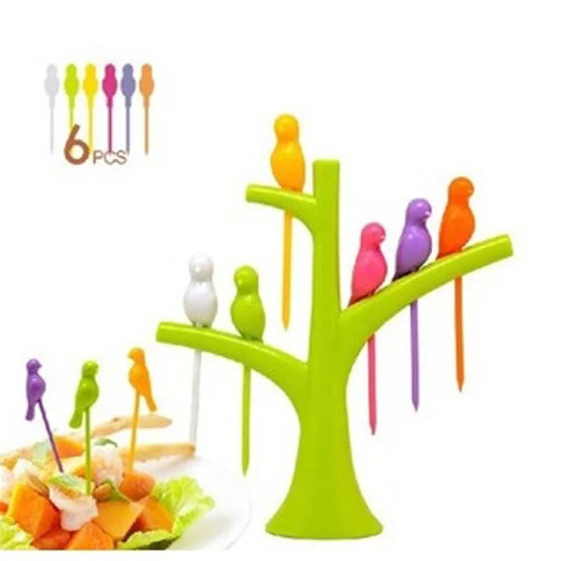 

Birdie Fruit Fork Birds On The Tree Dessert Cake Dinnerware Party Cocktail Fork High Quality IC885922