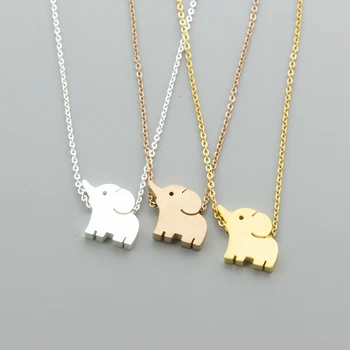 

Wholesale 10pcs/lot Good Luck Elephant Pendant Necklace Stainless Steel Gold Chain BFF Necklace For Women Jewelry Colar Feminino