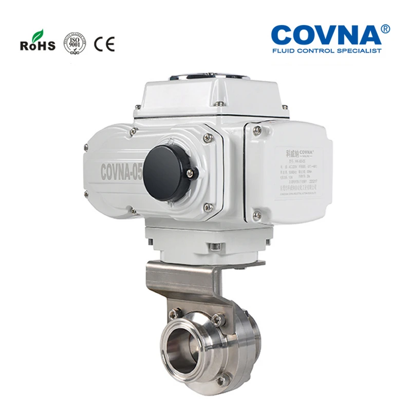DN80 Sanitary Electric Valve Tri-clamp Butterfly Valve On/Off type with 4-20mA Feedback Signal