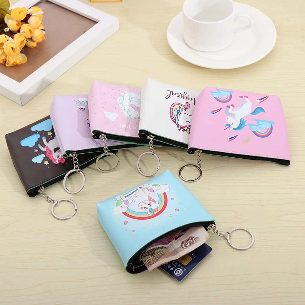 

Cute Pocket Purse Pouch Girl Children Unicorn PU Coin Purse Mini Wallet Card Holder Key Money Bag Students Little Gift Drop Ship