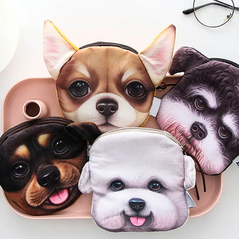

1 Pcs Wallet Purse Zipper Dog Pattern Printing Fashion for Coin Money Cards Keys New
