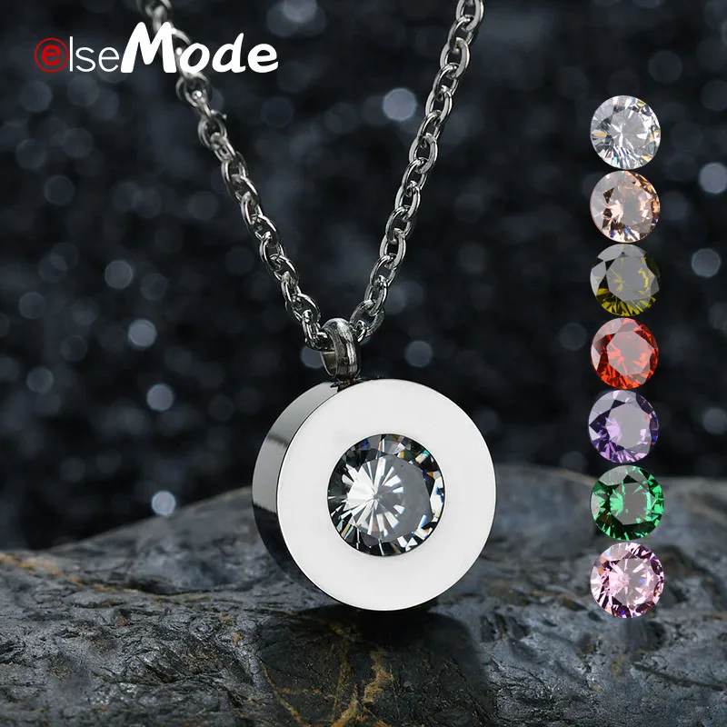 ELSEMODE известный бренд DIY 7 шт. Блестящий AAA CZ камень+ 1 сменный нержавеющая сталь 316 L ожерелье для женщин подарок для девочек ювелирные изделия