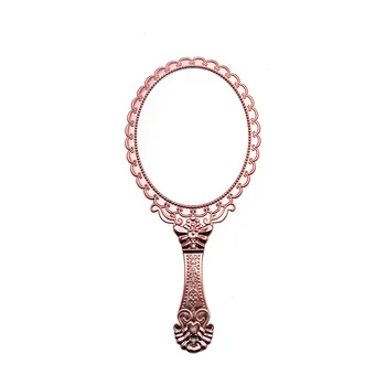 

Handheld imitation metal cosmetic mirror ABS vintage lace small mirror plastic creative handle gold portable portable mirror