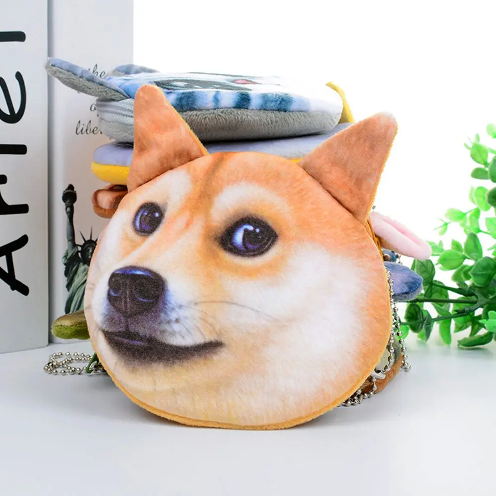 3D кошелек для девочек женская сумочка на молнии лица мини кошка кошельки монет