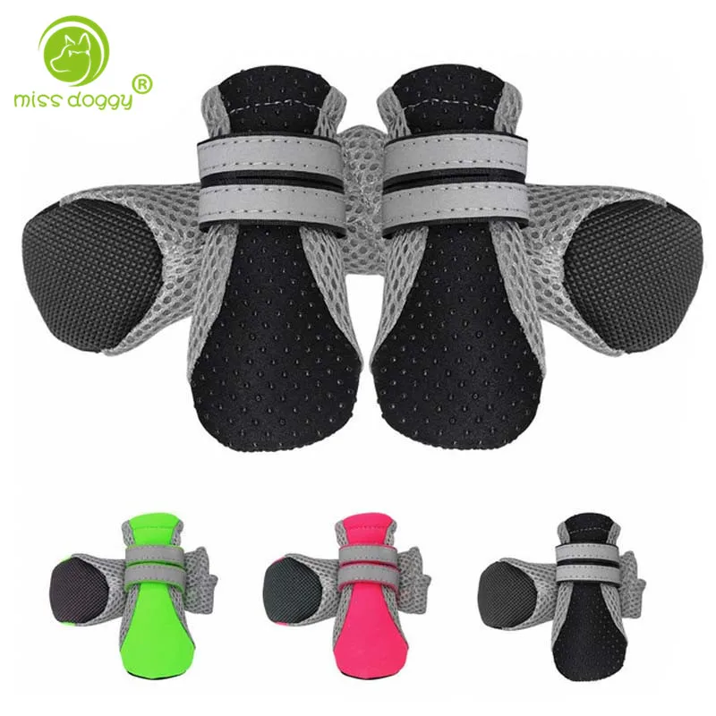 

Classic Solid Color Pet Dog Shoes High Quality Soft Breathable Boots for Small Dogs Night Safety Reflective Puppy Shoes 10A