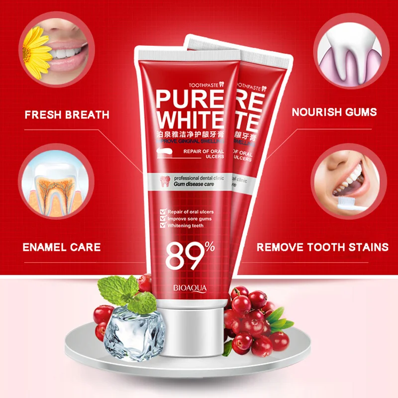 

Herbal Fresh Blueberry Toothpaste Whitening Remove Yellow Spots Unpleasant Smell Mouth and Improve Bleeding Gums TSLM2
