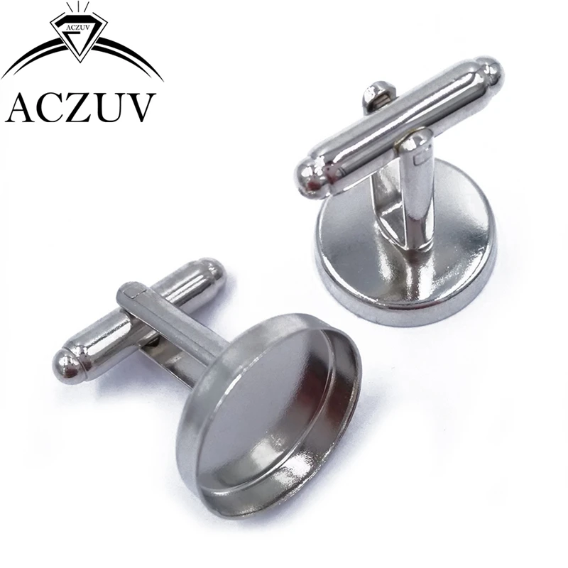 

100Pcs 12mm 14mm 16mm 18mm 20mm 25mm Round Rhodium Plated Bezel Blank Cufflinks Blanks Findings Cuff Links Settings CL005