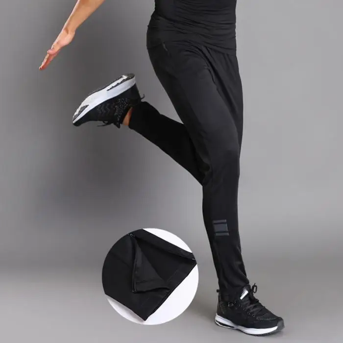 Breathable Jogging Pants Men Fitness Joggers Running Pants With Zip Pocket Training Sport Pants For Running Tennis Soccer Play