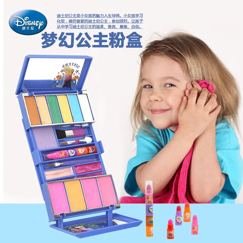 Finest  Disney Children's Cosmetics Toy Princess Makeup Box Set Frozen Girl House Toy Lip Gloss Rouge baby 