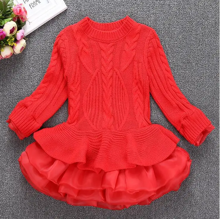 

New girl's long sleeved sweater dress in winter